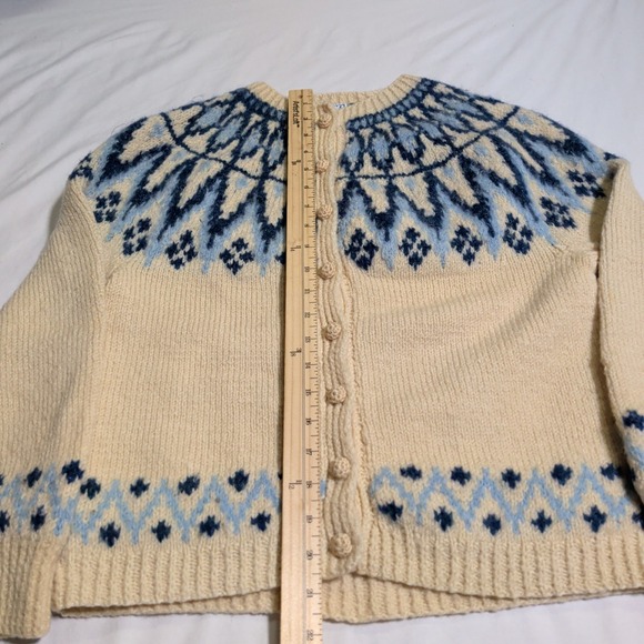 Vintage Finnwear 100% Wool Fair Isle Cardigan Sweater Womens Size M Nordic Knit - Picture 5 of 10